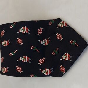 Cape Cod Neckwear Christmas Santa Claus Candy Canes Silk Mens Blue Neck Tie